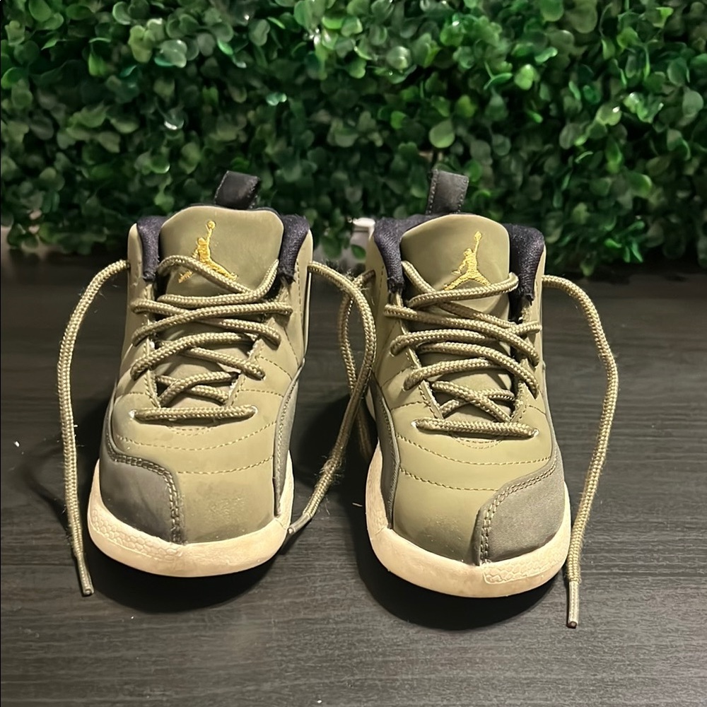 Jordan Retro 12 Kids Olive Green Sneakers